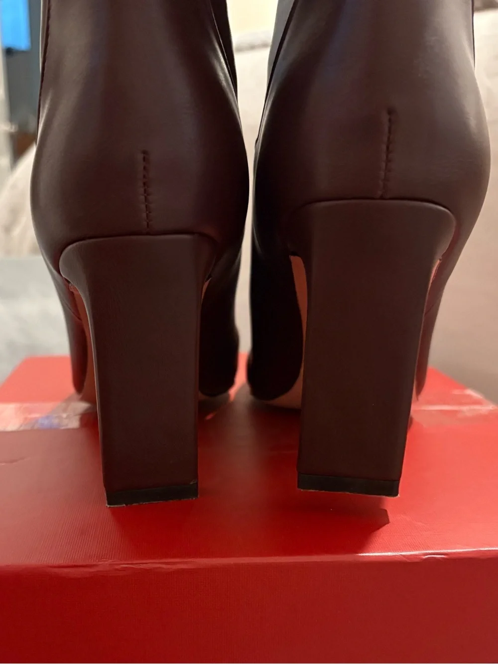 Yiya Women's Tall Square-Toe Knee-High Boots in Cherry Red / Euro 40; US 8.5